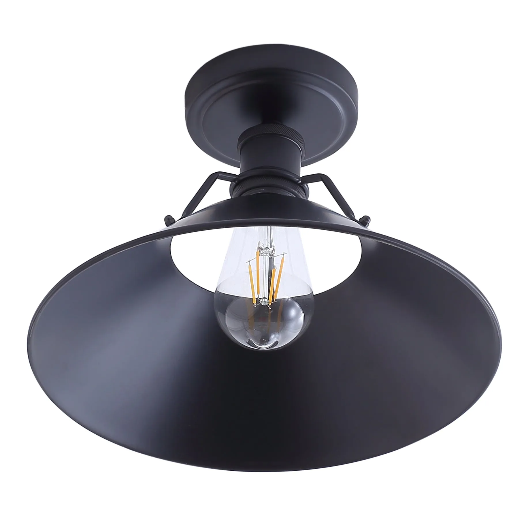 1-Light Metal Shade Semi-Flush Mount Lighting