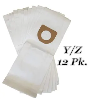 12 Hoover Y and Z-Micro Filtration Bags for Models 4010100Y, 902481001, AH10165, 902419001, AH10040, 4010100Z and 4010075Z