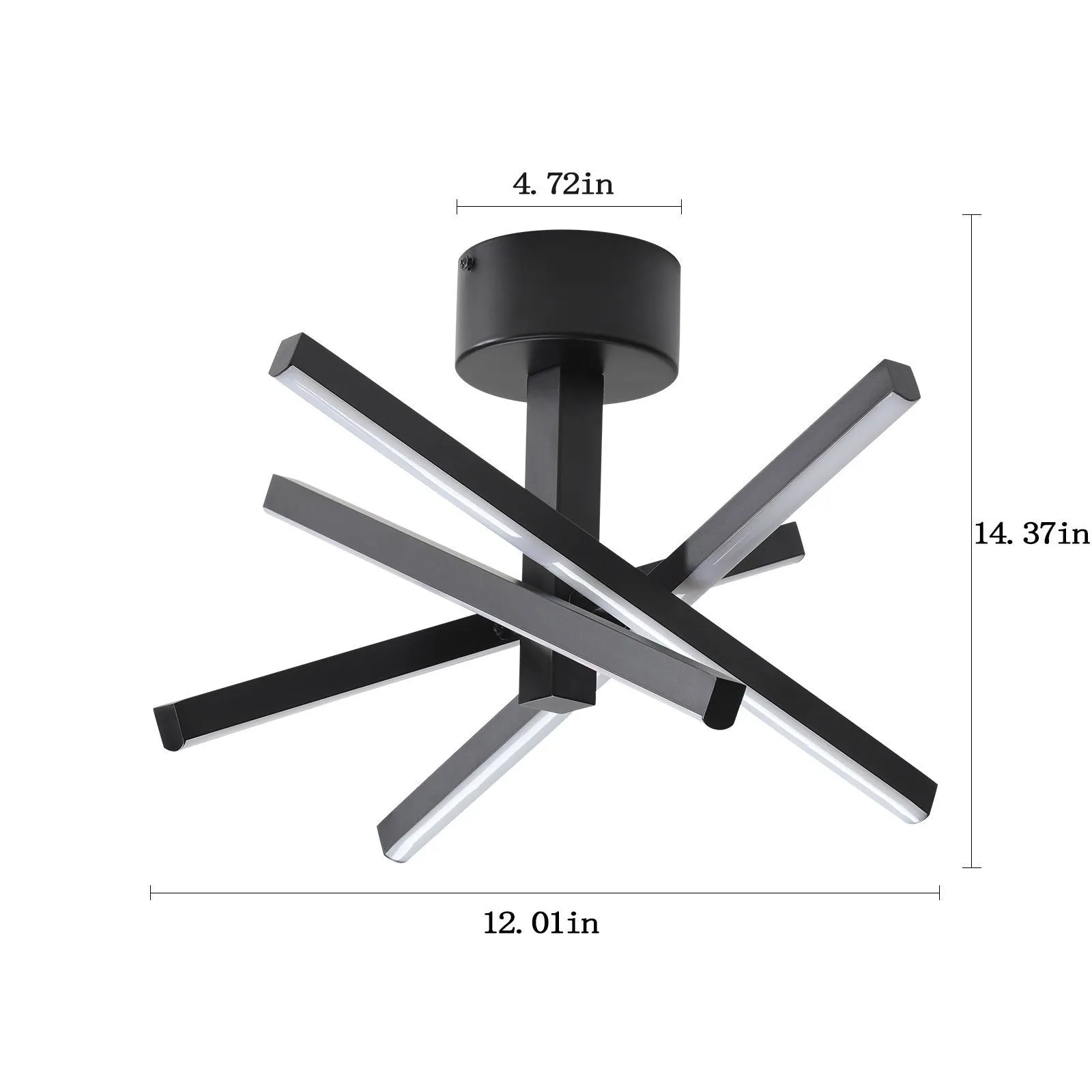 12.01" Nordic Style Black Chandelier Modern Simple Embedded Chandelier