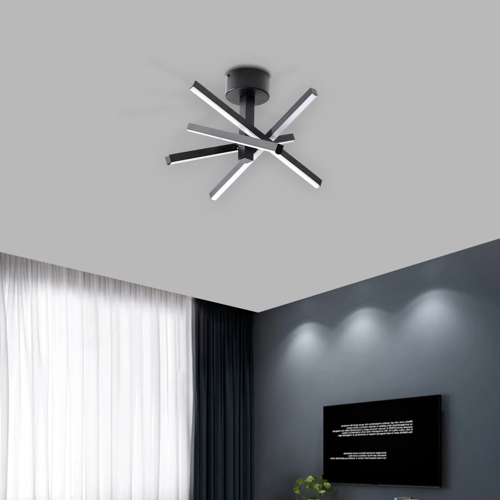 12.01" Nordic Style Black Chandelier Modern Simple Embedded Chandelier