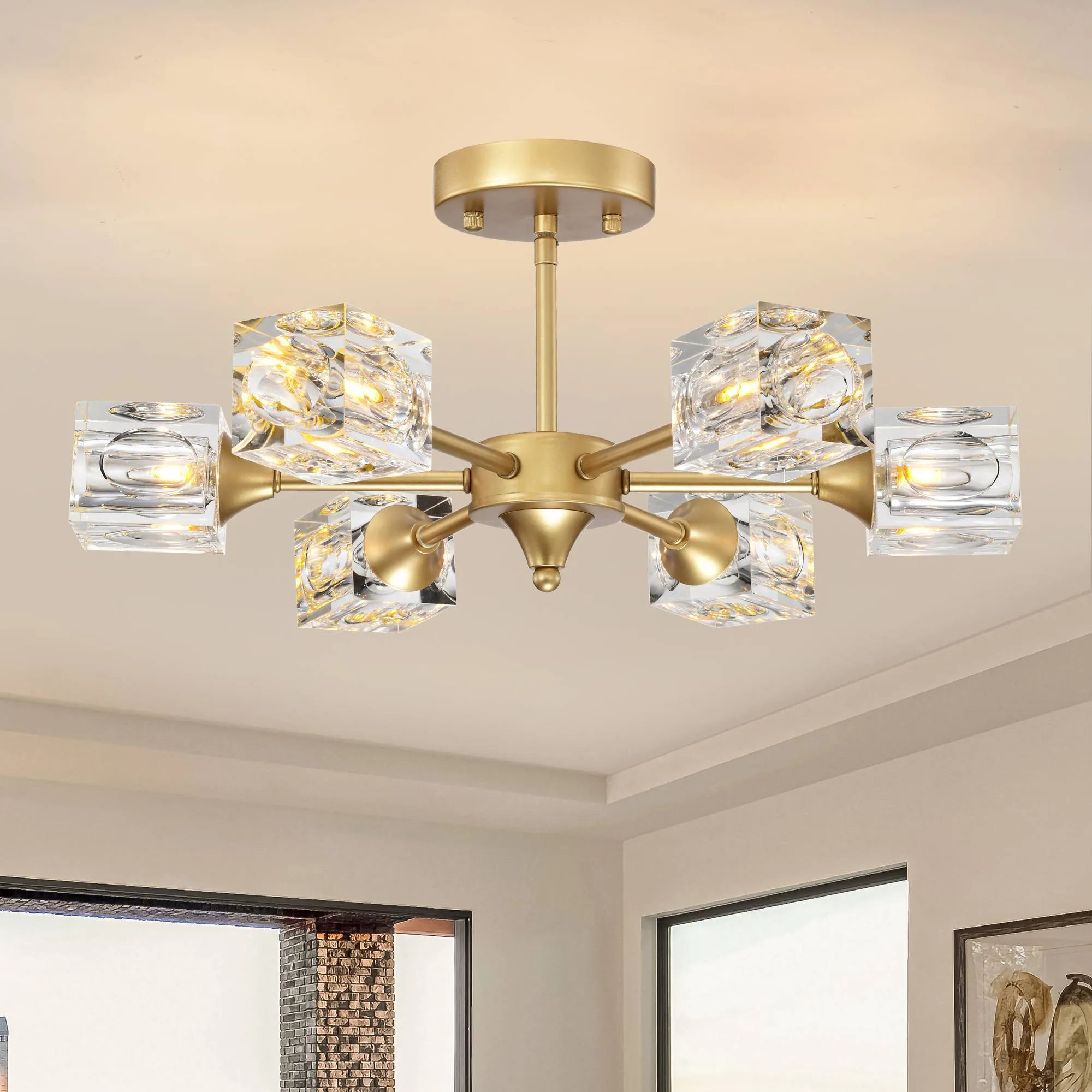 18" Modern Luxury Crystal Chandelier Recessed Ceiling Light Luxury Gold Chandelier