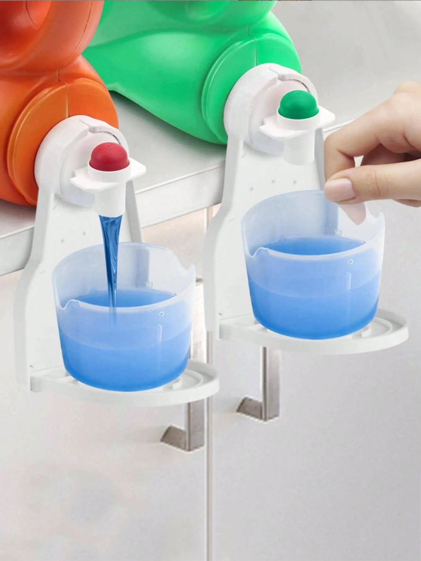 1pc Laundry Detergent Cup Holder Shelf, No Drilling Storage Rack, Anti-Overflow Folding Cup Holder, Multiple Colors Available For Home Use