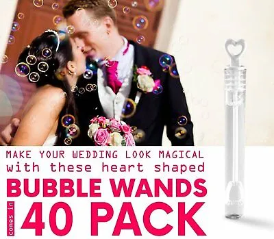 40 Pack Mini Heart Bubble Wands  Great Wand Bubbles Party Favors For Weddings