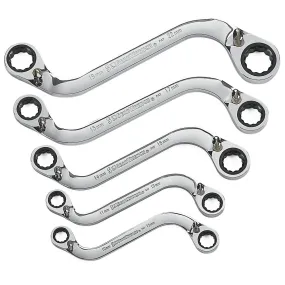 5 Piece S Shape Reversible Double Box Ratcheting Wrench Set - Metric