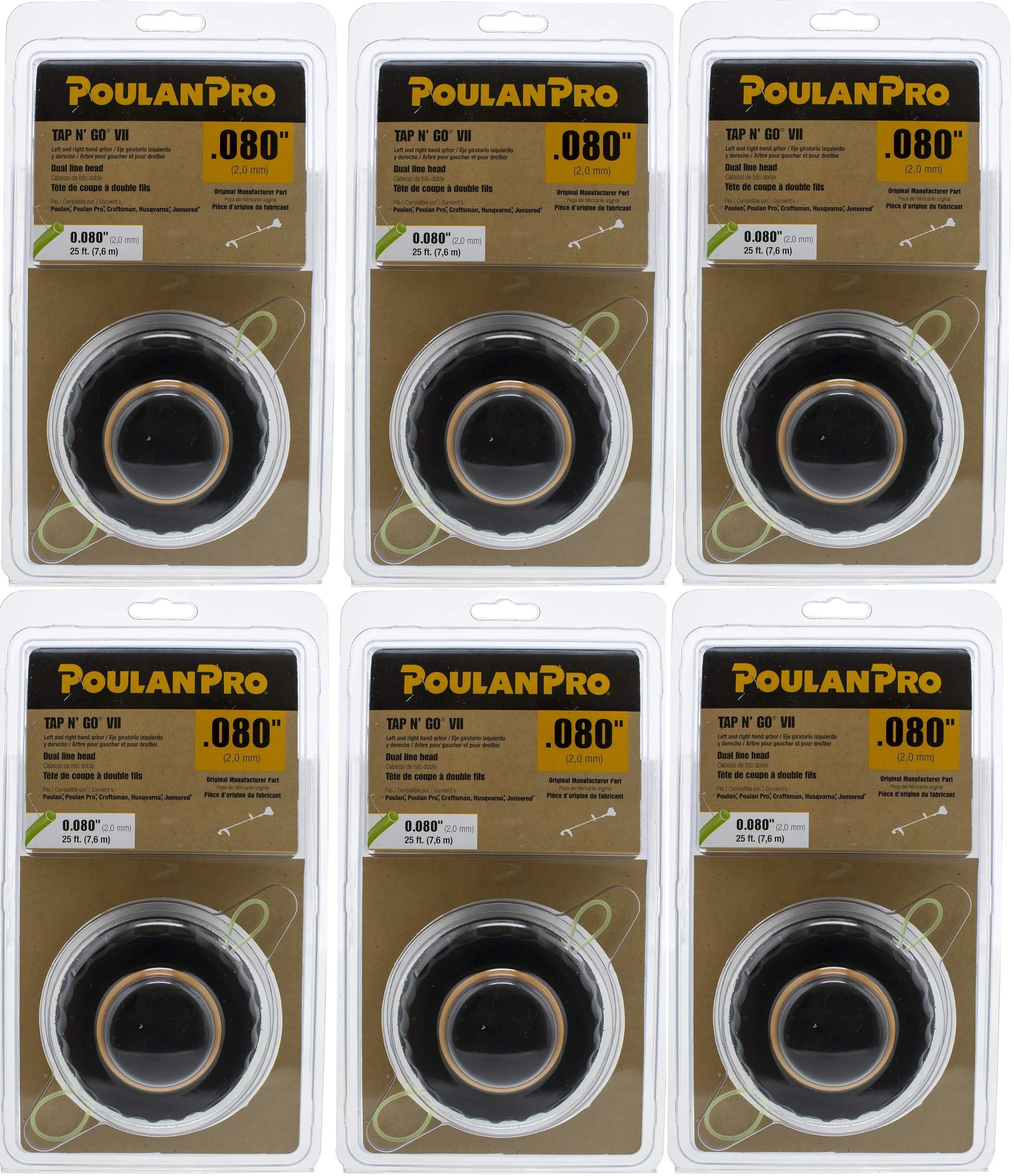 6 PK Poulan Pro 590267601 Trimmer Head PP25E PP26E PP338PT PP428C PPB150E PPB330