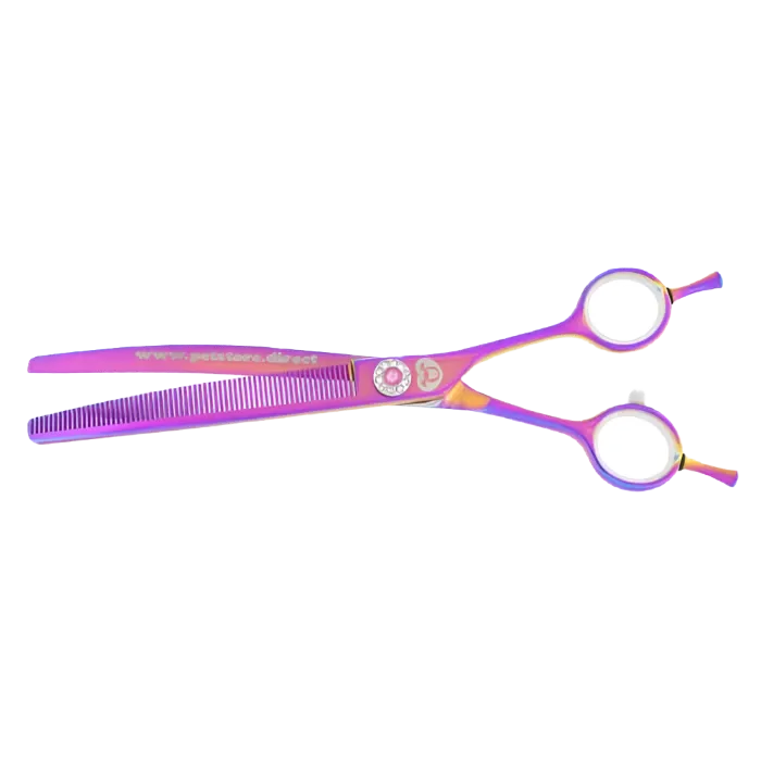 7" 66T Rainbow Curved Thinning Shears by PetStore.Direct