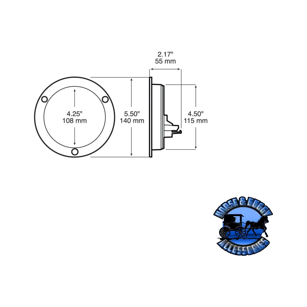 824R 4" Red LED Stop/Turn/Tail, Round, Single Diode, Flange-Mount