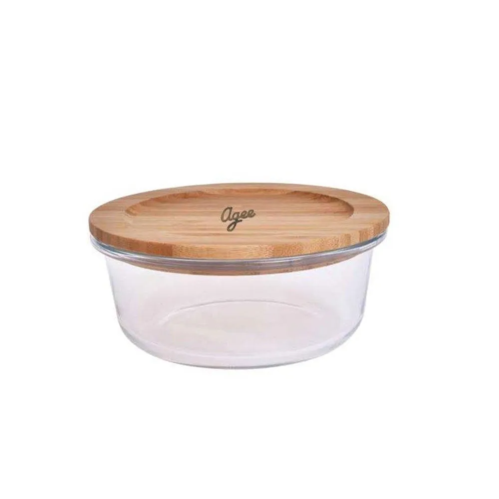 Agee Glass Container W Bamboo Lid 400ml