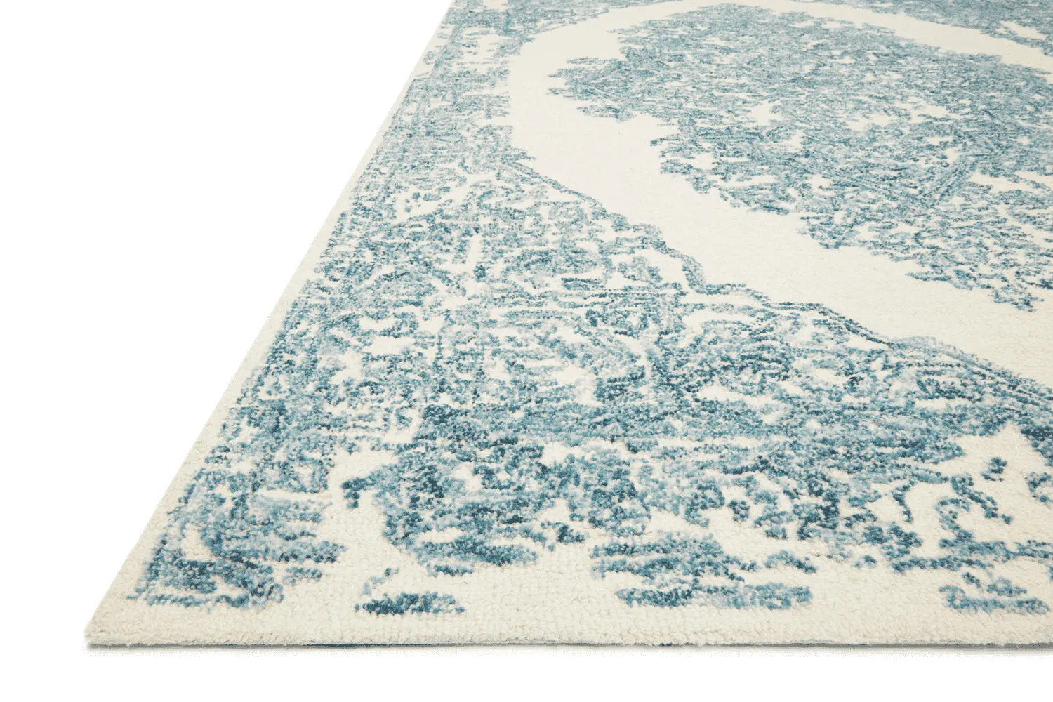 Annie Hooked White & Blue Rug