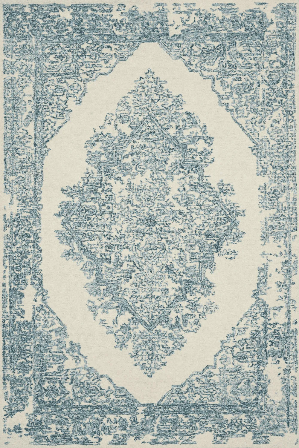 Annie Hooked White & Blue Rug