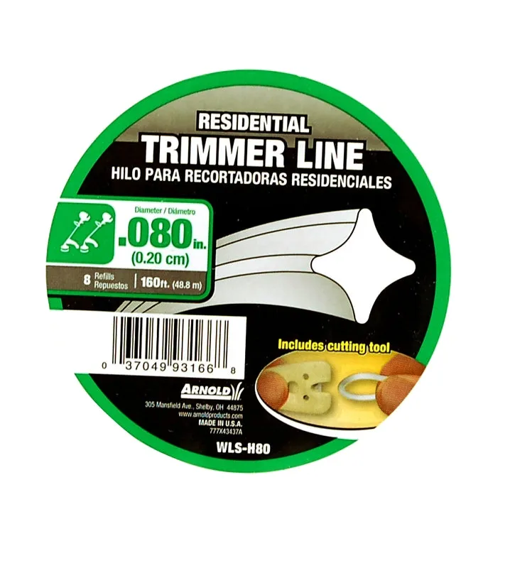 ARNOLD WLS-H80 Trimmer Line, 0.080 in Dia, 160 ft L, Nylon :EA: QUANTITY: 1