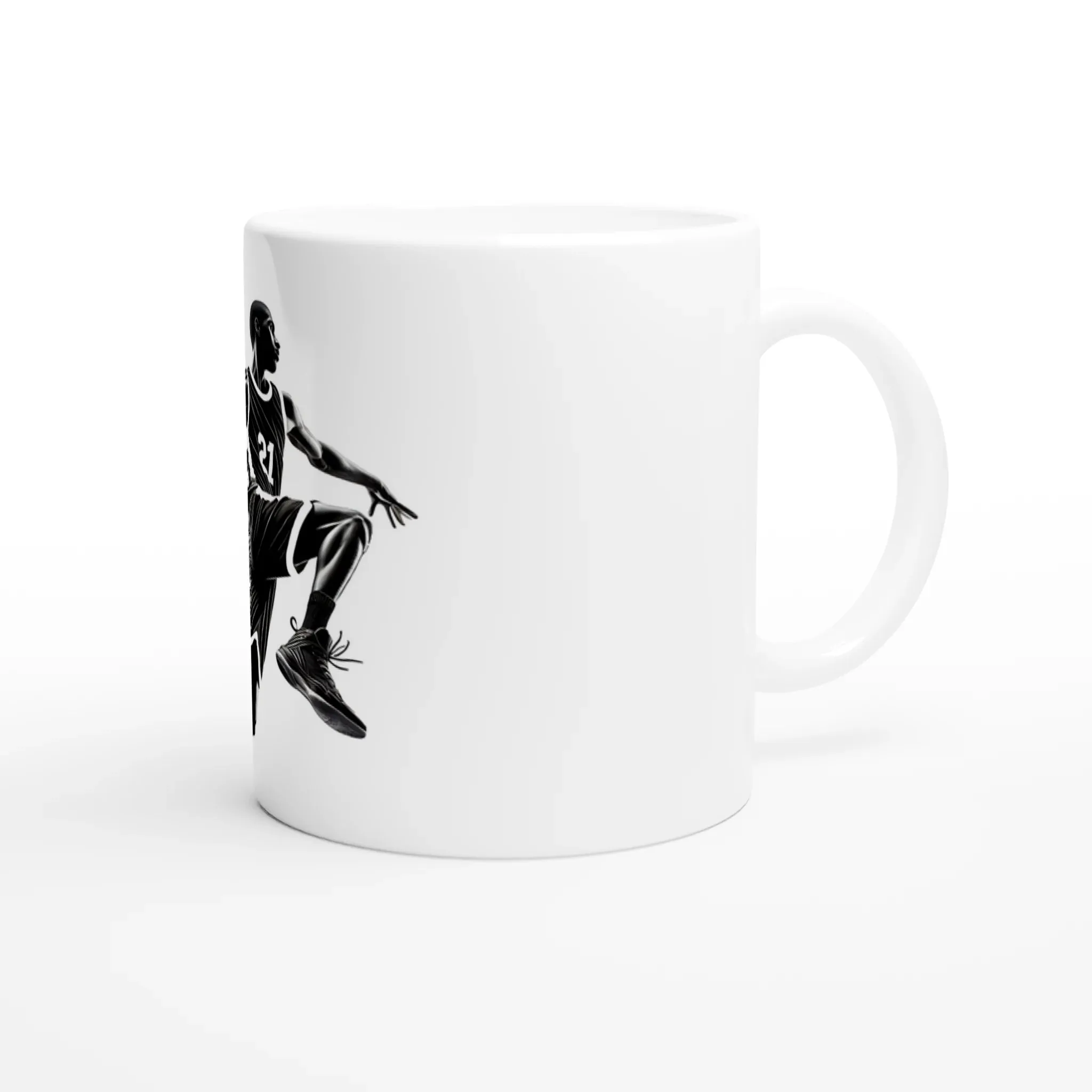 Basketball Player Mid-Air, White 11oz Ceramic Mug