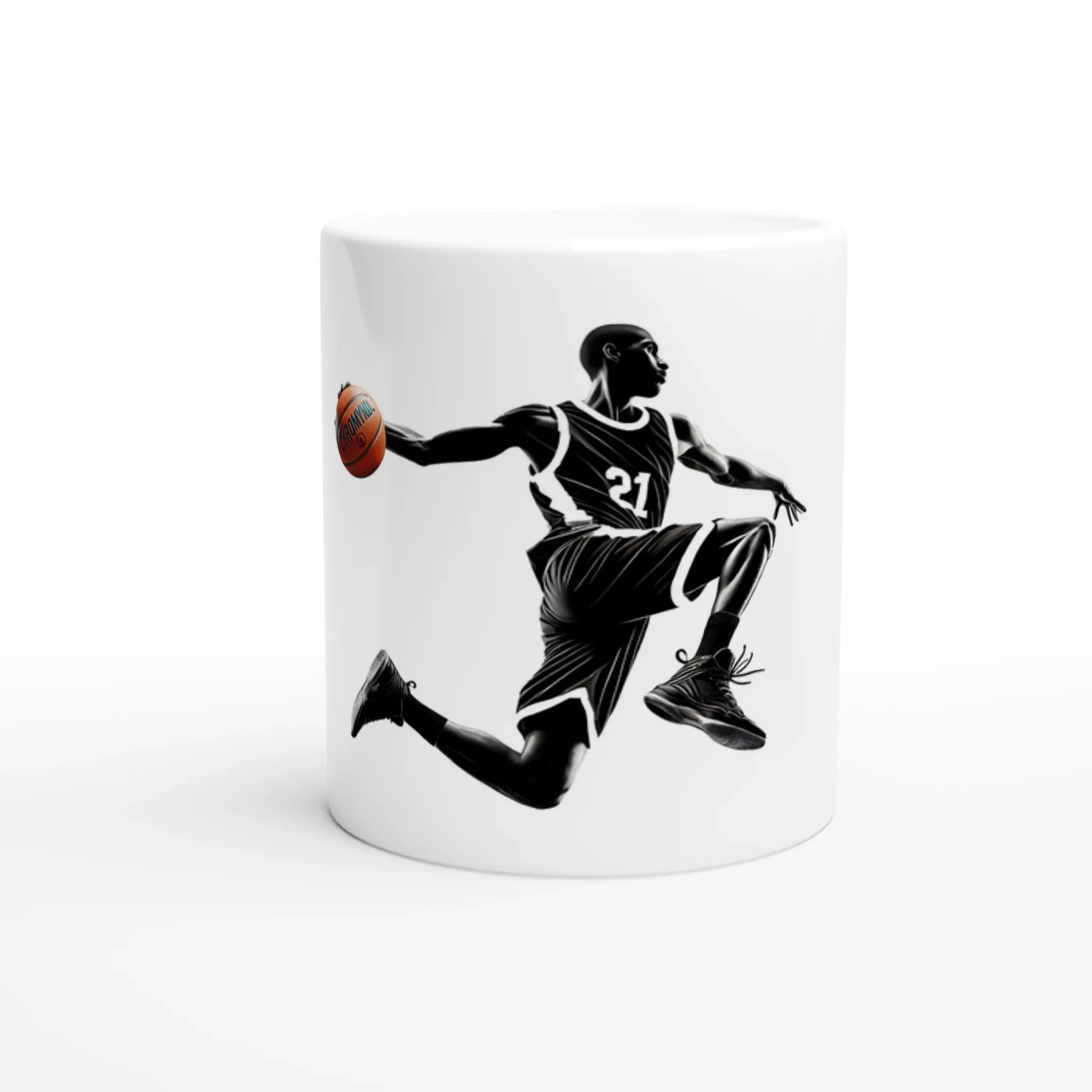 Basketball Player Mid-Air, White 11oz Ceramic Mug