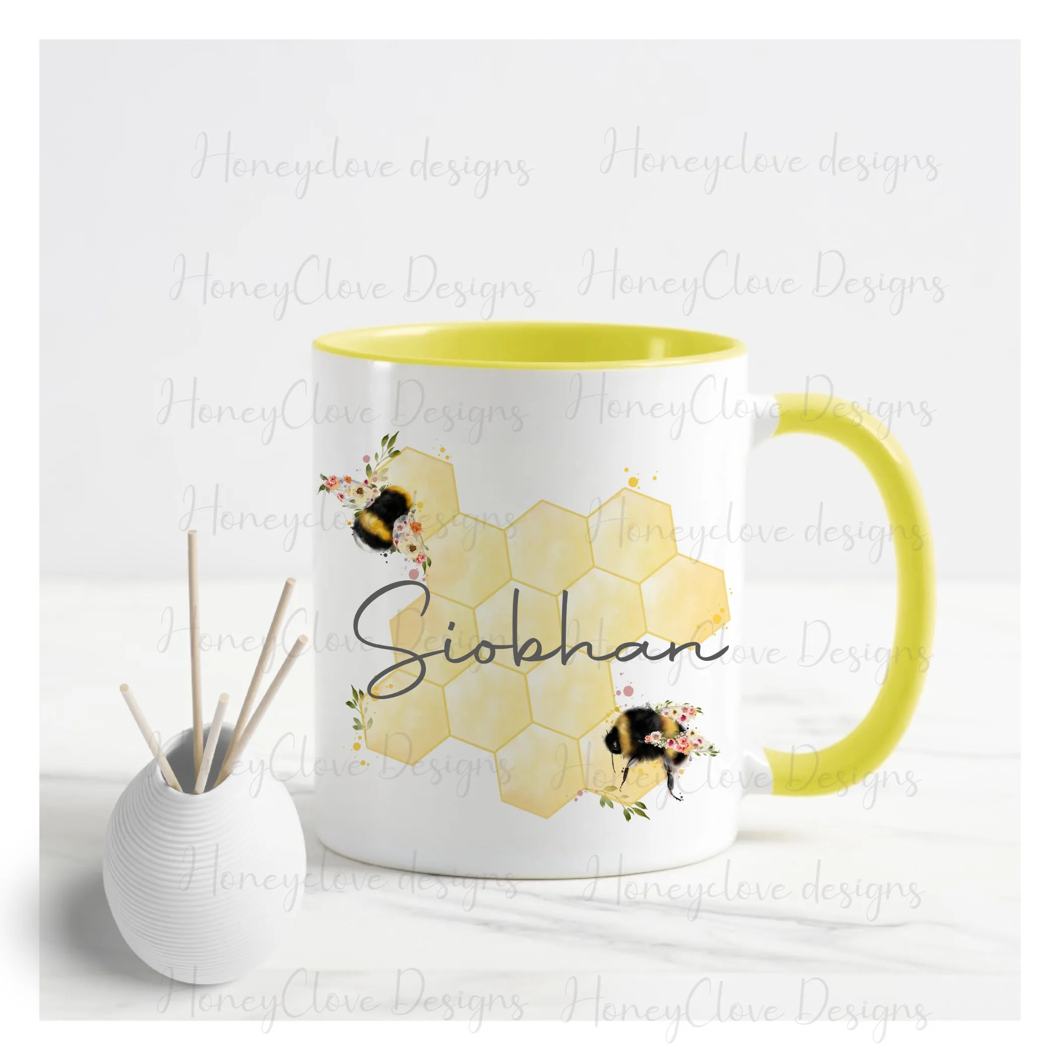 Bee HoneyComb Name Mug