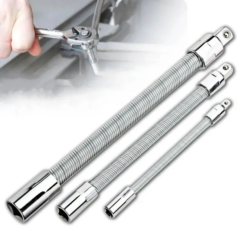 Bendable Socket Wrench Extension  -  Flexible Socket Extension Bar, Universal Joint Rod