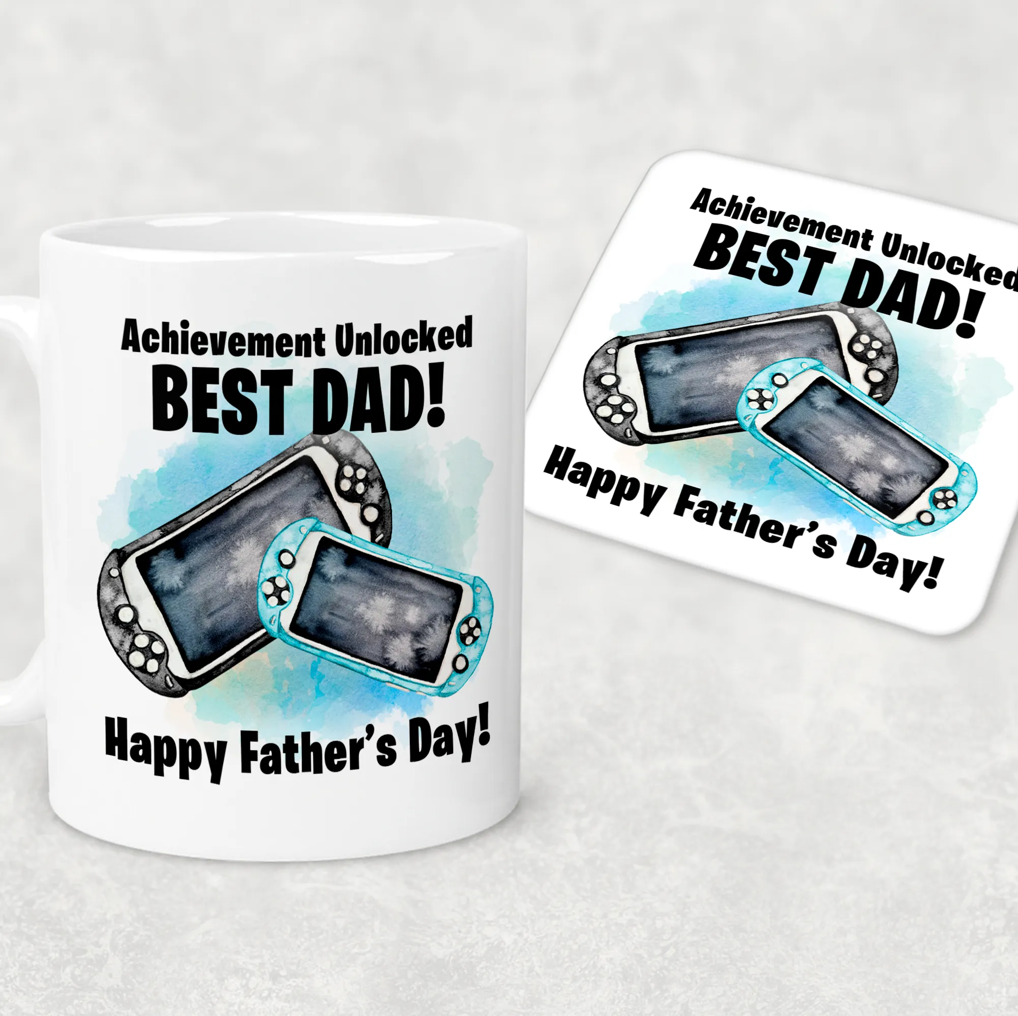 Best Dad Game Achievement Unlocked Personalised Watercolour Mug