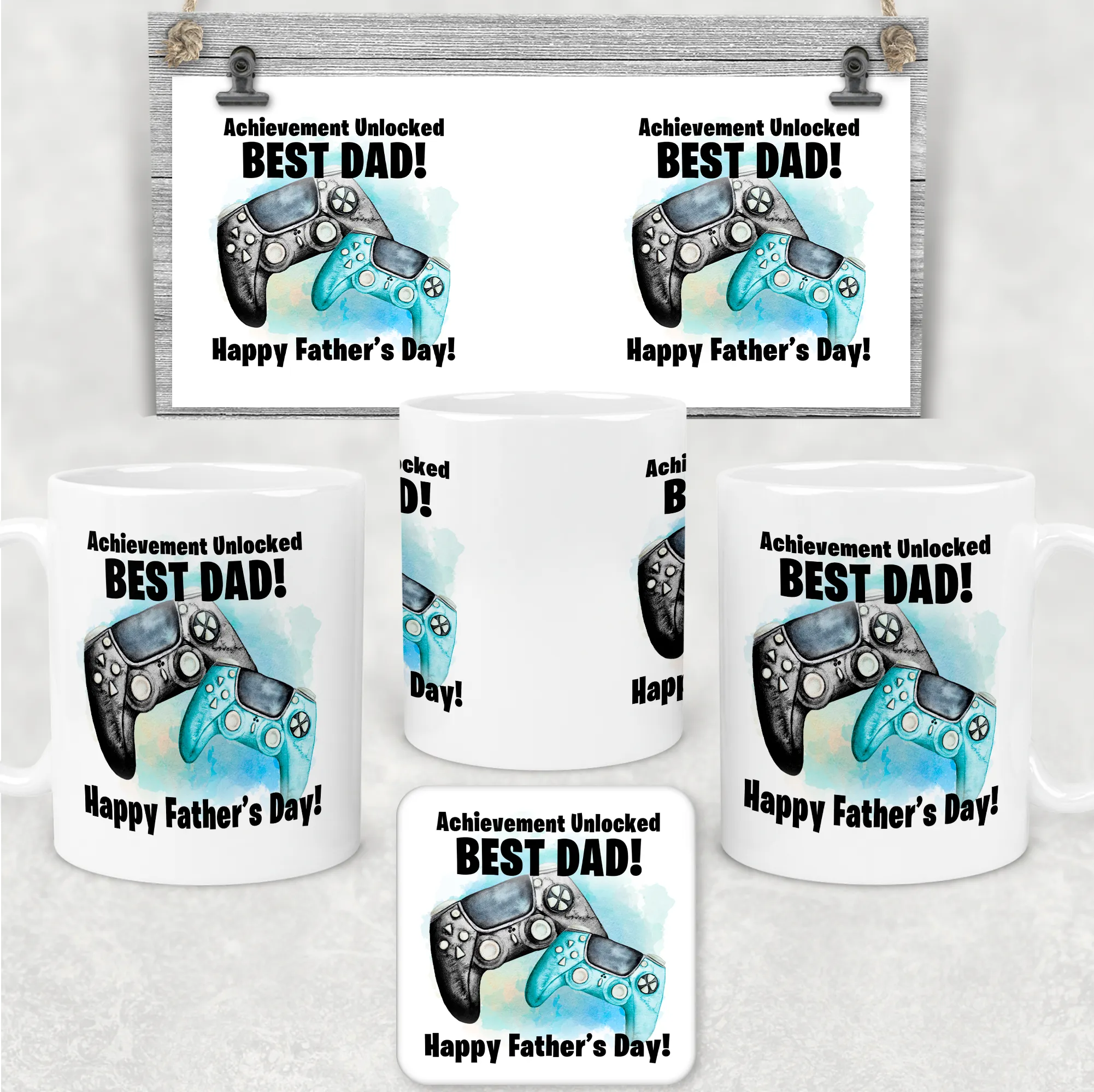 Best Dad Game Achievement Unlocked Personalised Watercolour Mug