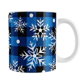 Blue and Black Buffalo Plaid Snowflake Mug