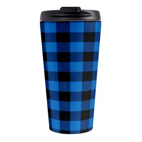 Blue and Black Buffalo Plaid Travel Mug