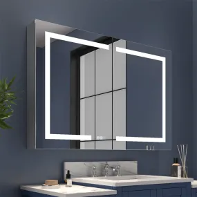 Boost-M1 44" W x 30" H Light Medicine Cabinet Recessed or Surface Mount Aluminum Adjustable Shelves Vanity Mirror Cabinet