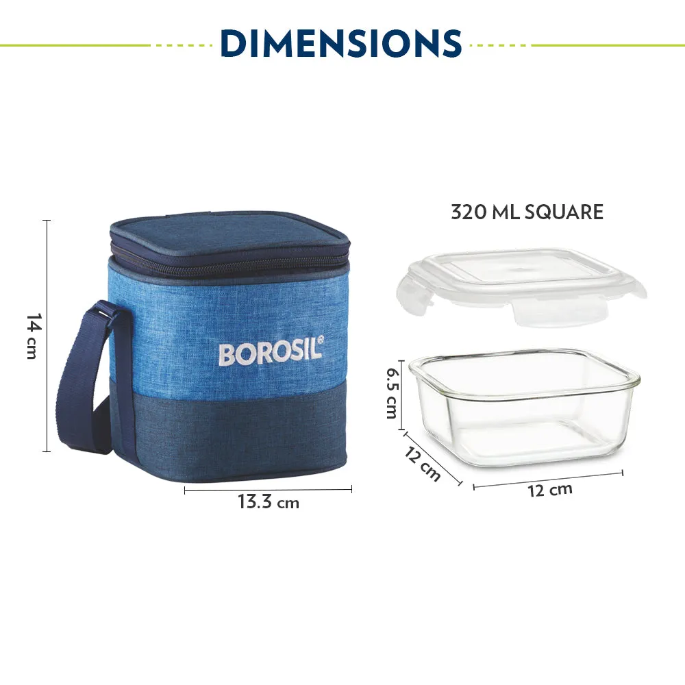 Borosil Prime Glass Lunchbox, Square x 2 (Tall)