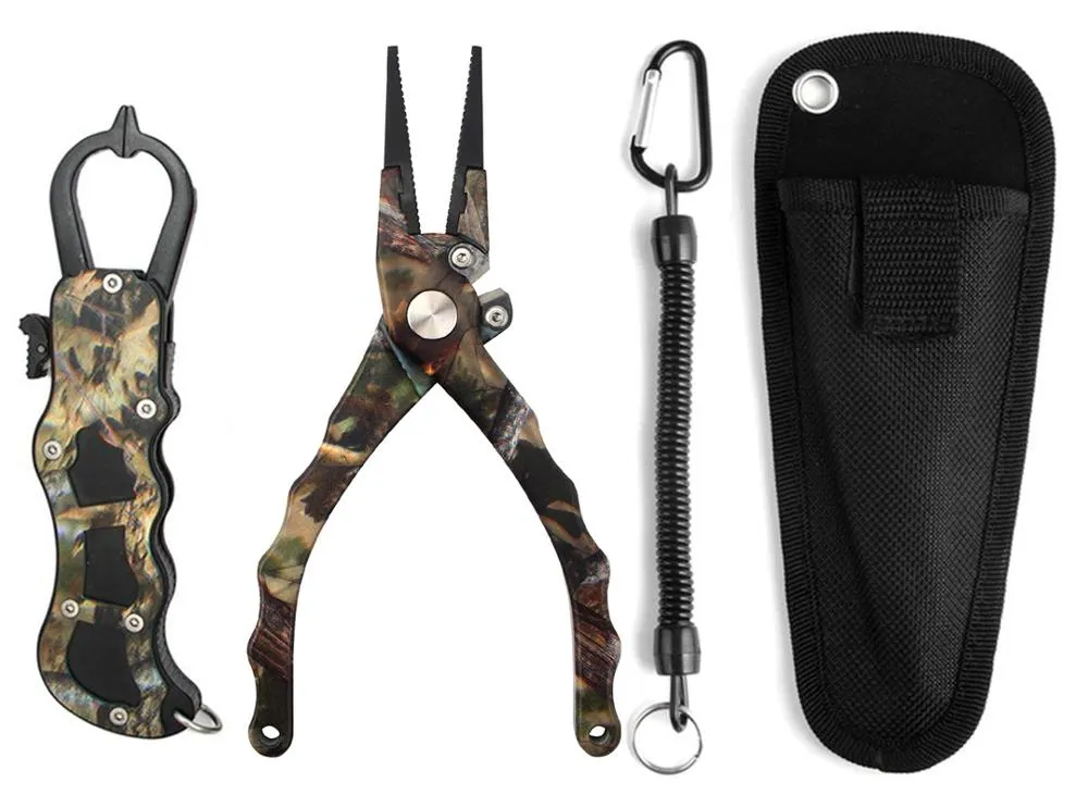 Camo Aluminum Alloy Fishing Pliers Fish Lip Grip Set Cutter Line Remove Hook Split Ring Carp fish Goods For Fishing