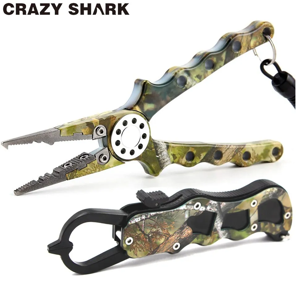 Camo Aluminum Alloy Fishing Pliers Fish Lip Grip Set Cutter Line Remove Hook Split Ring Carp fish Goods For Fishing