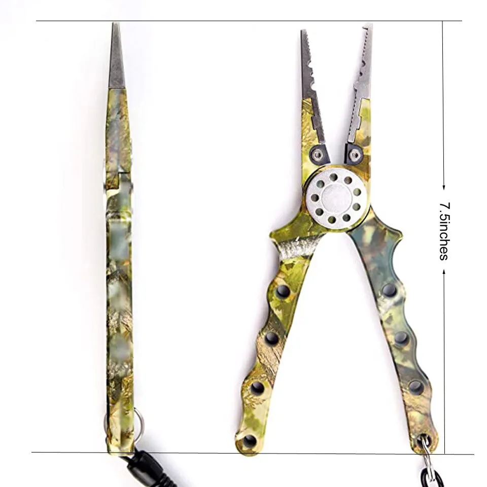 Camo Aluminum Alloy Fishing Pliers Fish Lip Grip Set Cutter Line Remove Hook Split Ring Carp fish Goods For Fishing