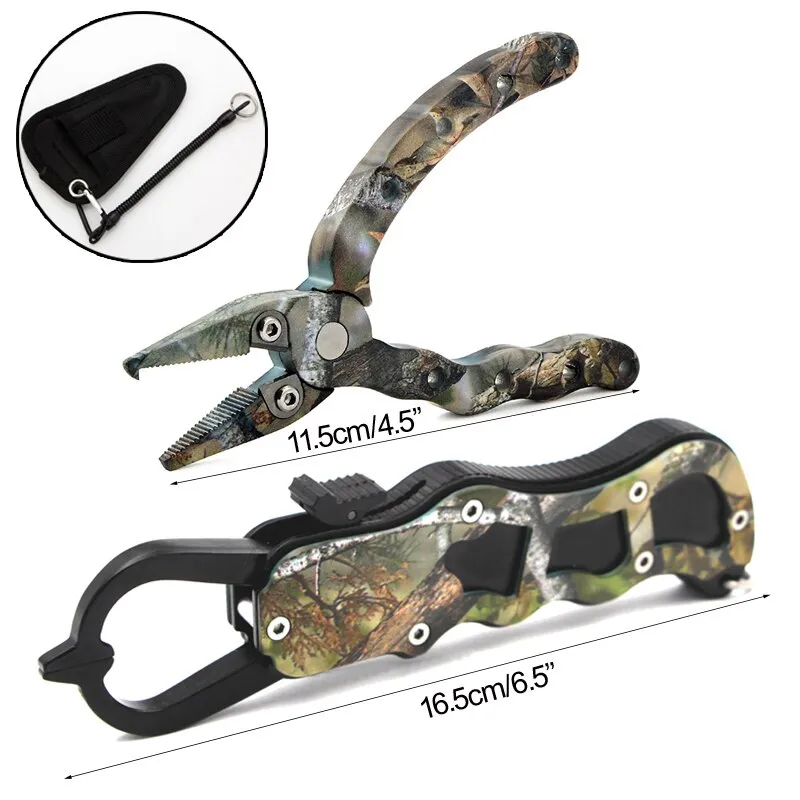 Camo Aluminum Alloy Fishing Pliers Fish Lip Grip Set Cutter Line Remove Hook Split Ring Carp fish Goods For Fishing