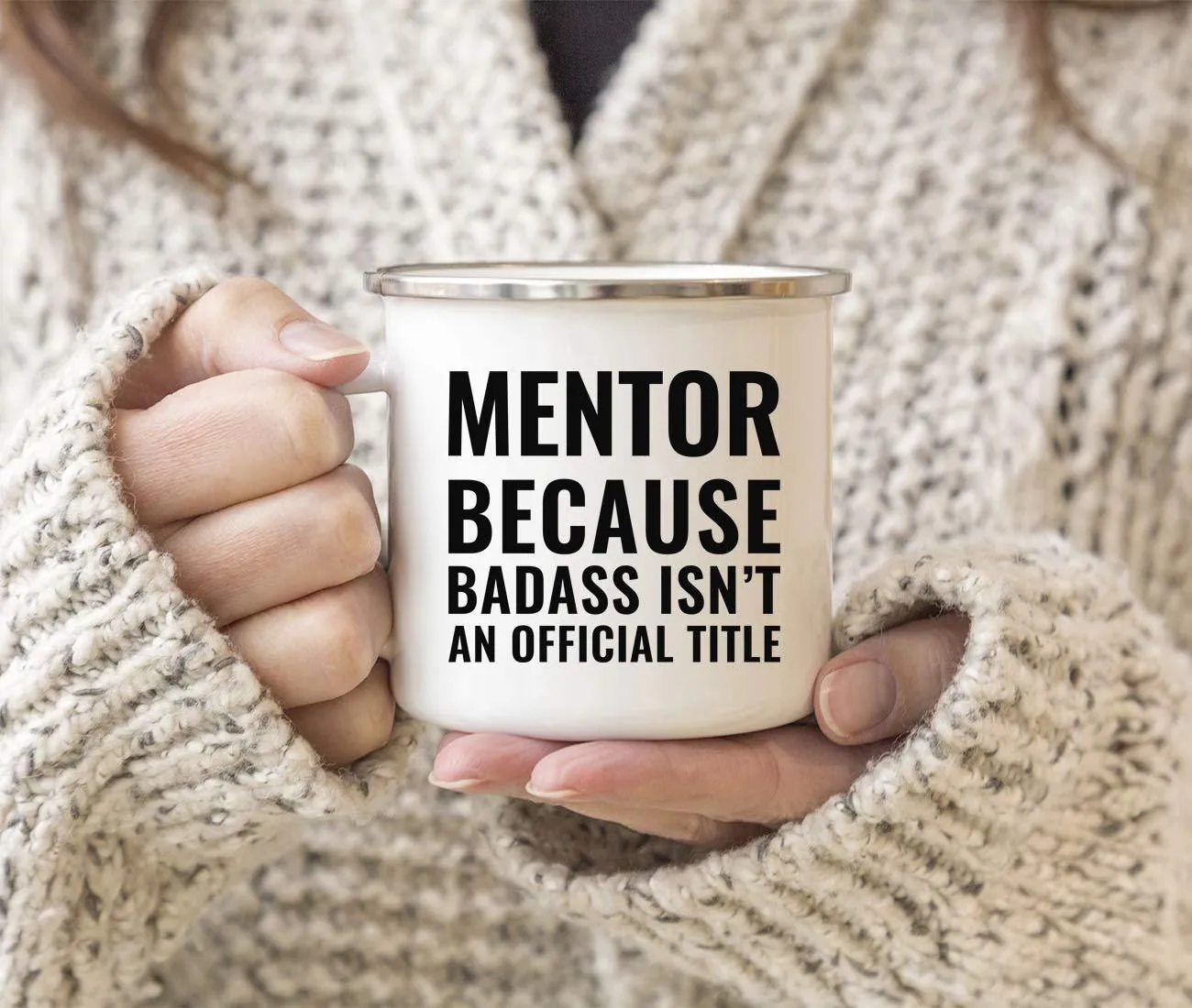 Campfire Enamel Mug Gift, Mentor Because Badass Isn't an Official Title