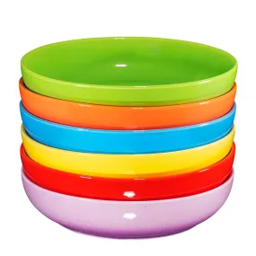 Ceramic Salad, Cereal And Pasta Bowls Set Of 6, Shallow Dinner Bowls That Are Oven