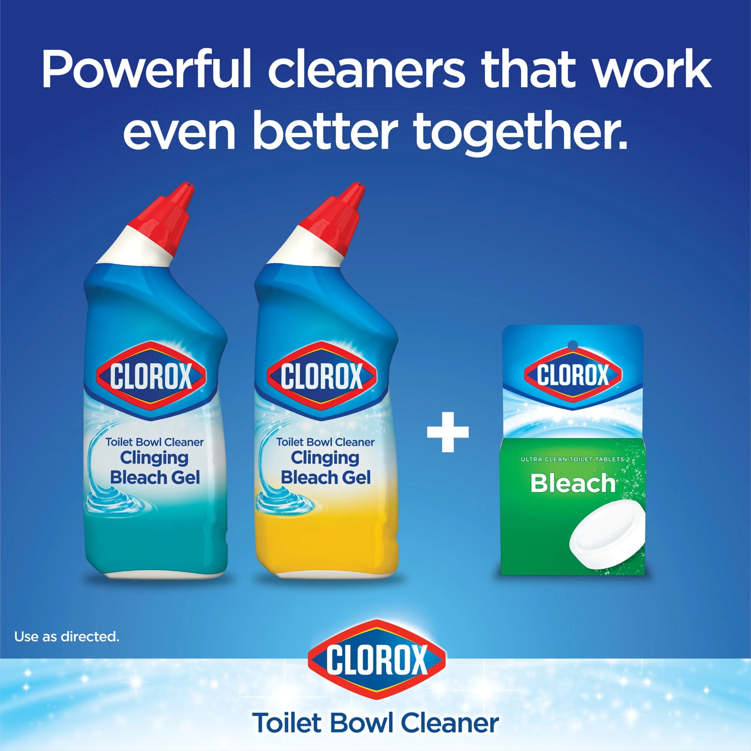 Clorox Toilet Bowl Cleaner Clinging Bleach Gel, Ocean Mist, 24 fl oz, 2 Pack