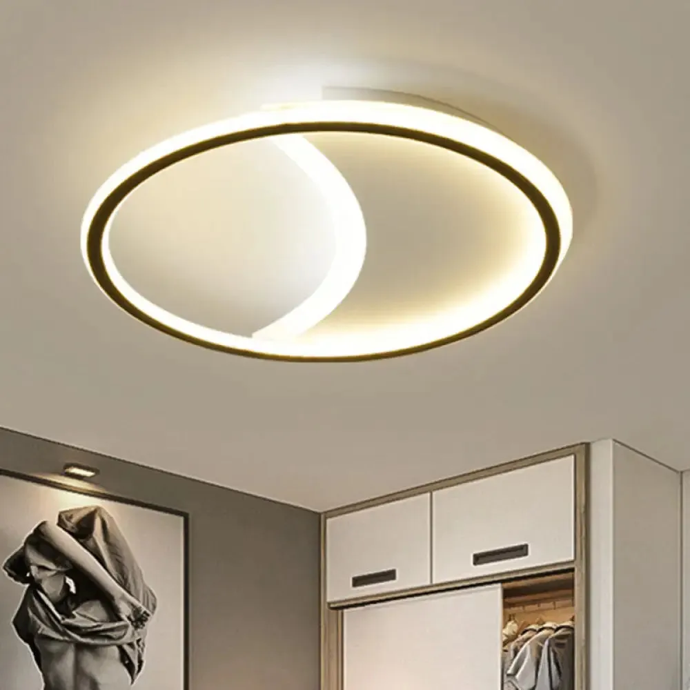 Contemporary Black LED Acrylic Flush Ceiling Light Fixture - Splicing Round