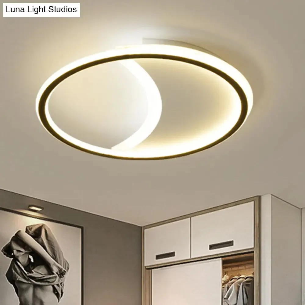 Contemporary Black LED Acrylic Flush Ceiling Light Fixture - Splicing Round