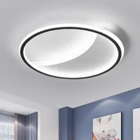 Contemporary Black LED Acrylic Flush Ceiling Light Fixture - Splicing Round