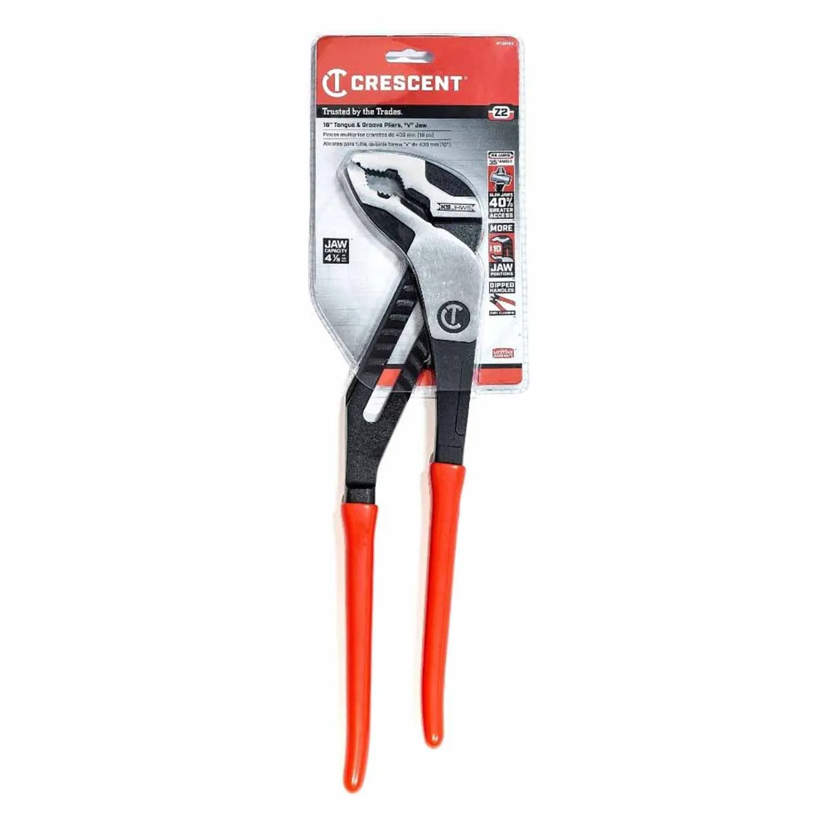 Crescent RTZ216V 16-1/2" Z2 K9™ V-Jaw Dipped Handle Tongue and Groove Pliers