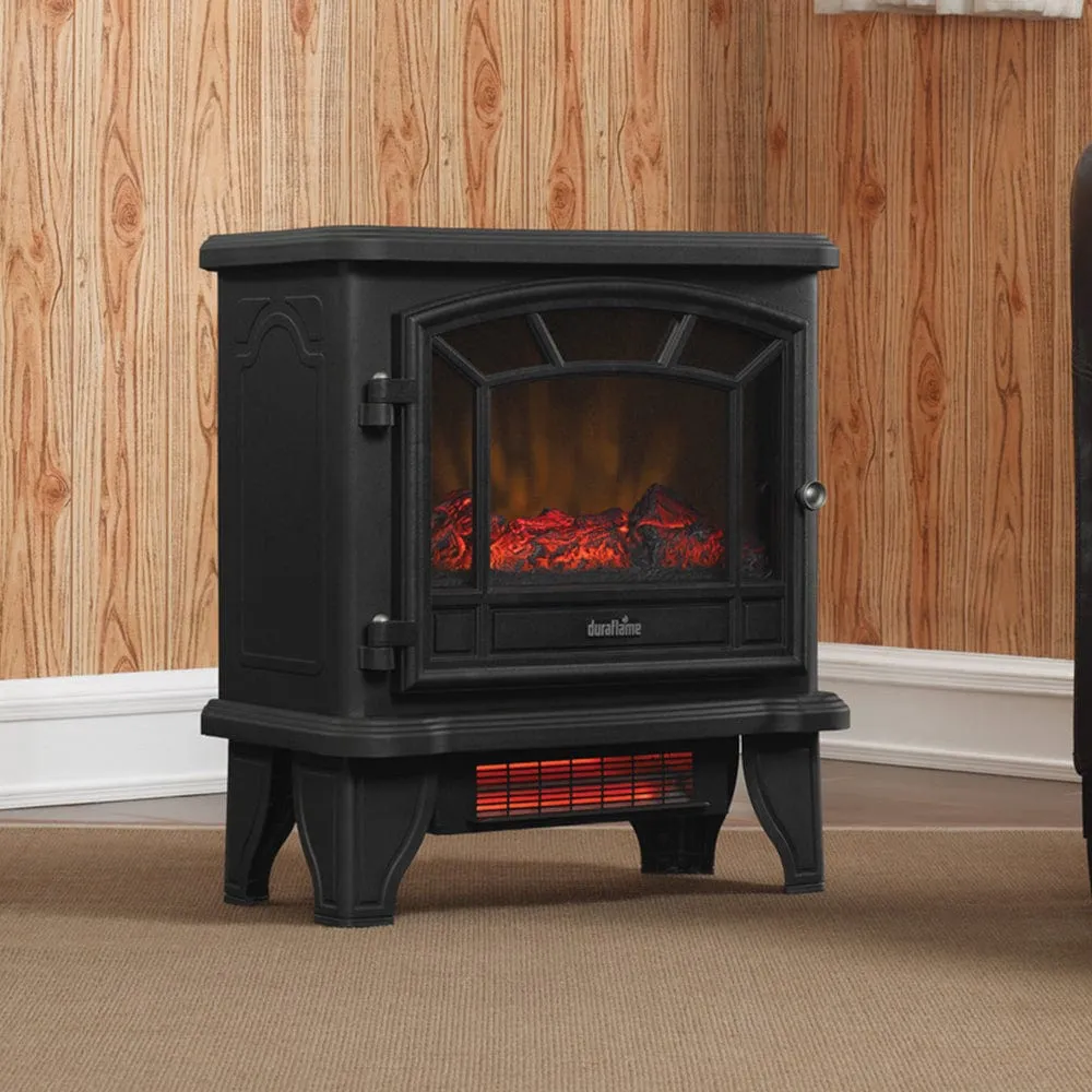 Duraflame 550 Black Infrared Freestanding Electric Fireplace Stove with Remote Control