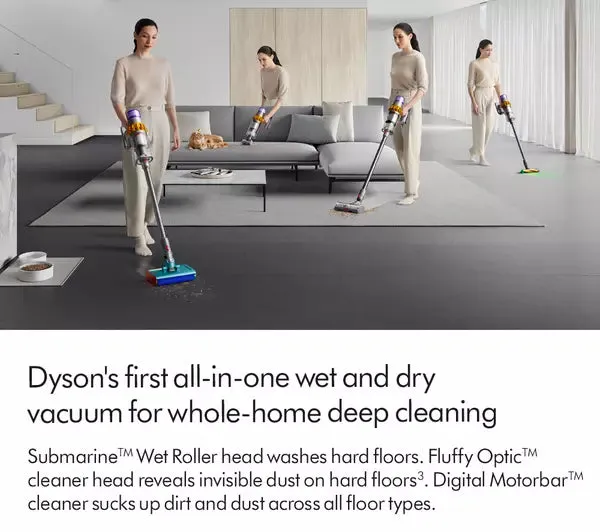 Dyson V15s Detect Submarine Wet and Dry Vacuum Cleaner - Yellow and Nickel