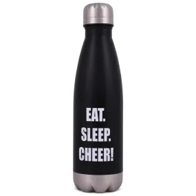 Elanze Designs Eat Sleep Cheer Black 17 ounce Stainless Steel Sports Water Bottle