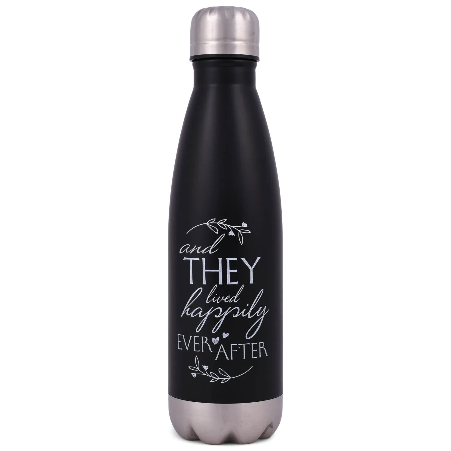 Elanze Designs Happily Ever After Black 17 ounce Stainless Steel Sports Water Bottle