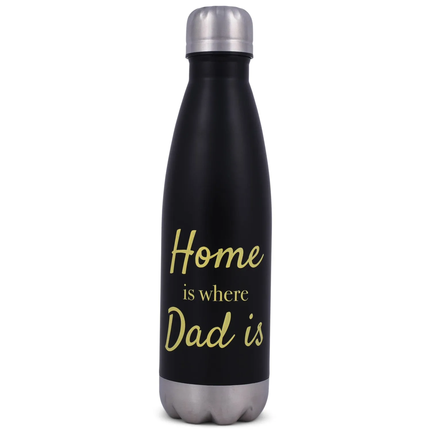 Elanze Designs Home Is Where Dad Is Black 17 ounce Stainless Steel Sports Water Bottle