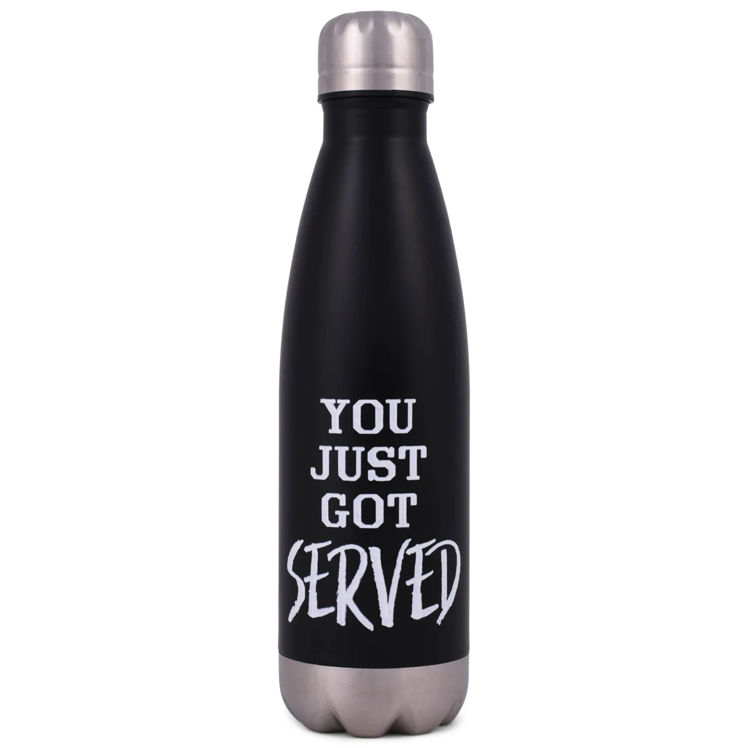 Elanze Designs Just Got Served Black 17 ounce Stainless Steel Sports Water Bottle