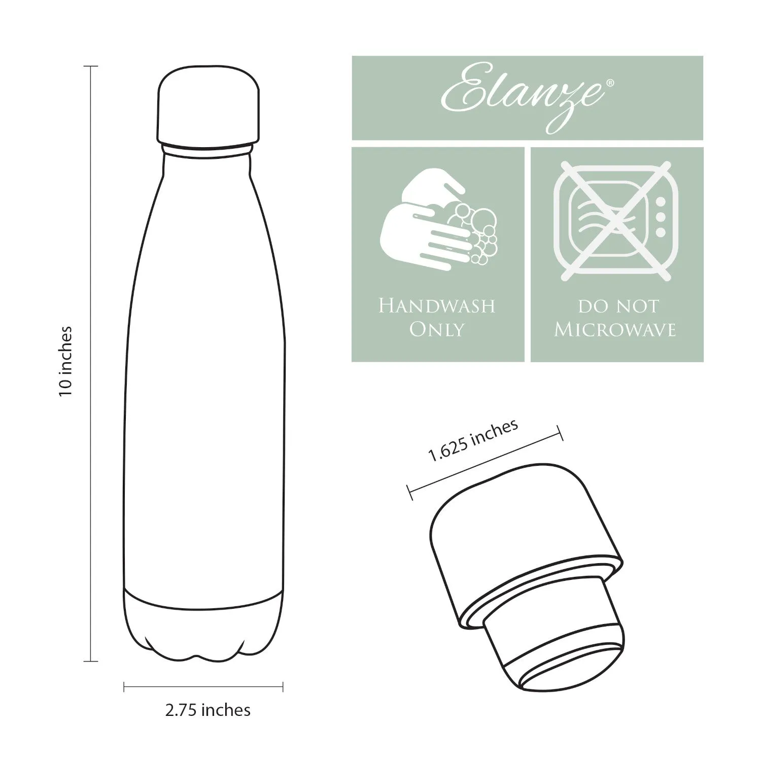 Elanze Designs Just Got Served Black 17 ounce Stainless Steel Sports Water Bottle