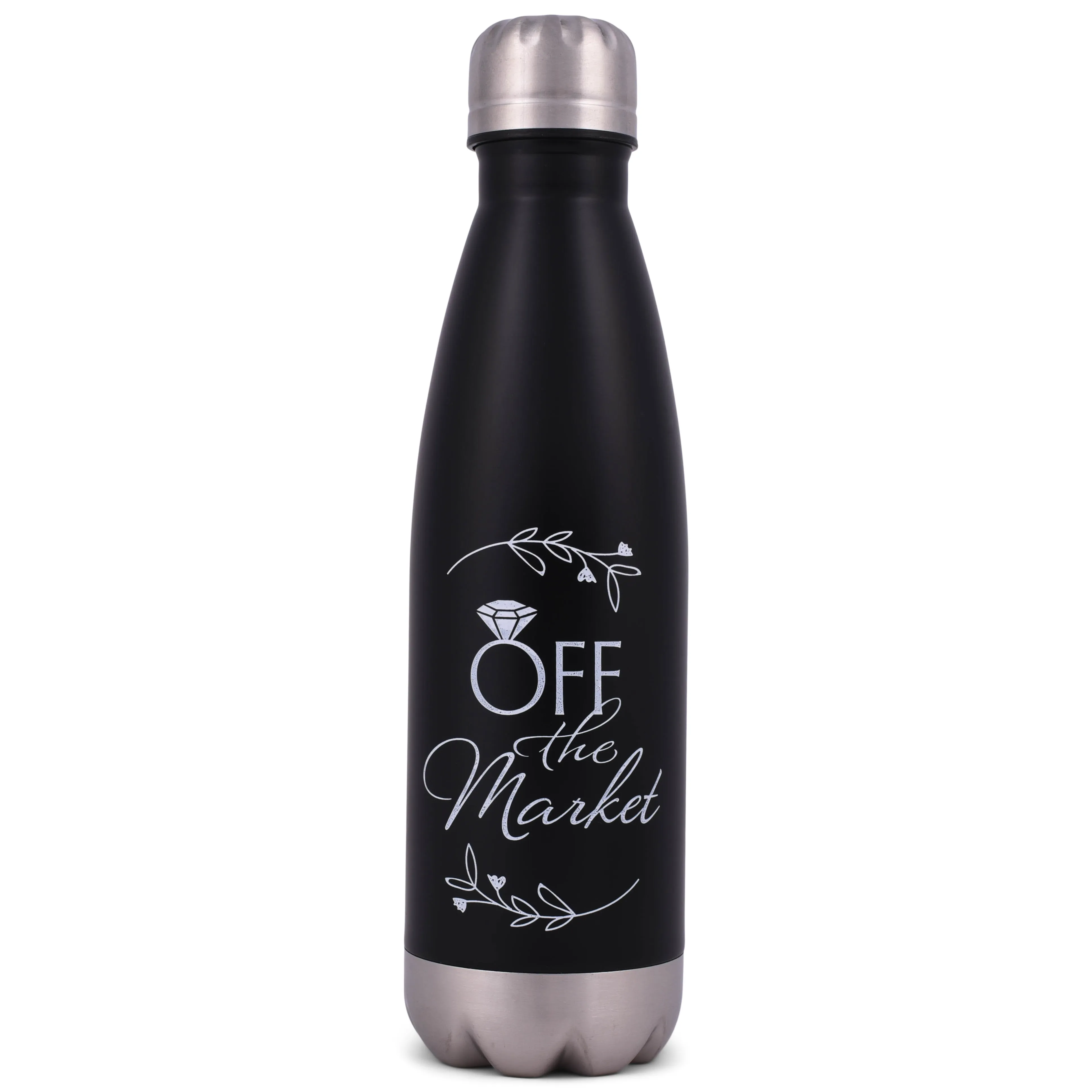 Elanze Designs Off the Market Black 17 ounce Stainless Steel Sports Water Bottle