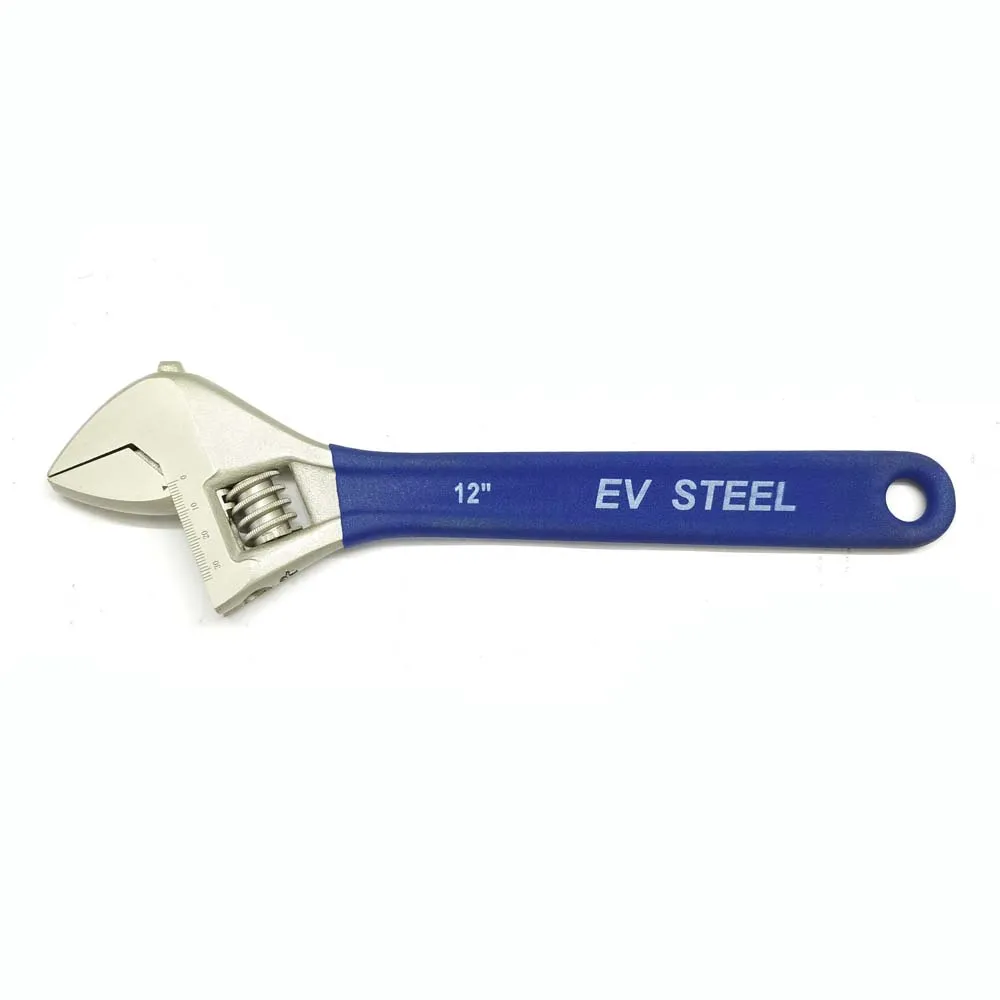 EV 12" Nickel Alloy Steel Adjustable Wrench With Rubberized Grip