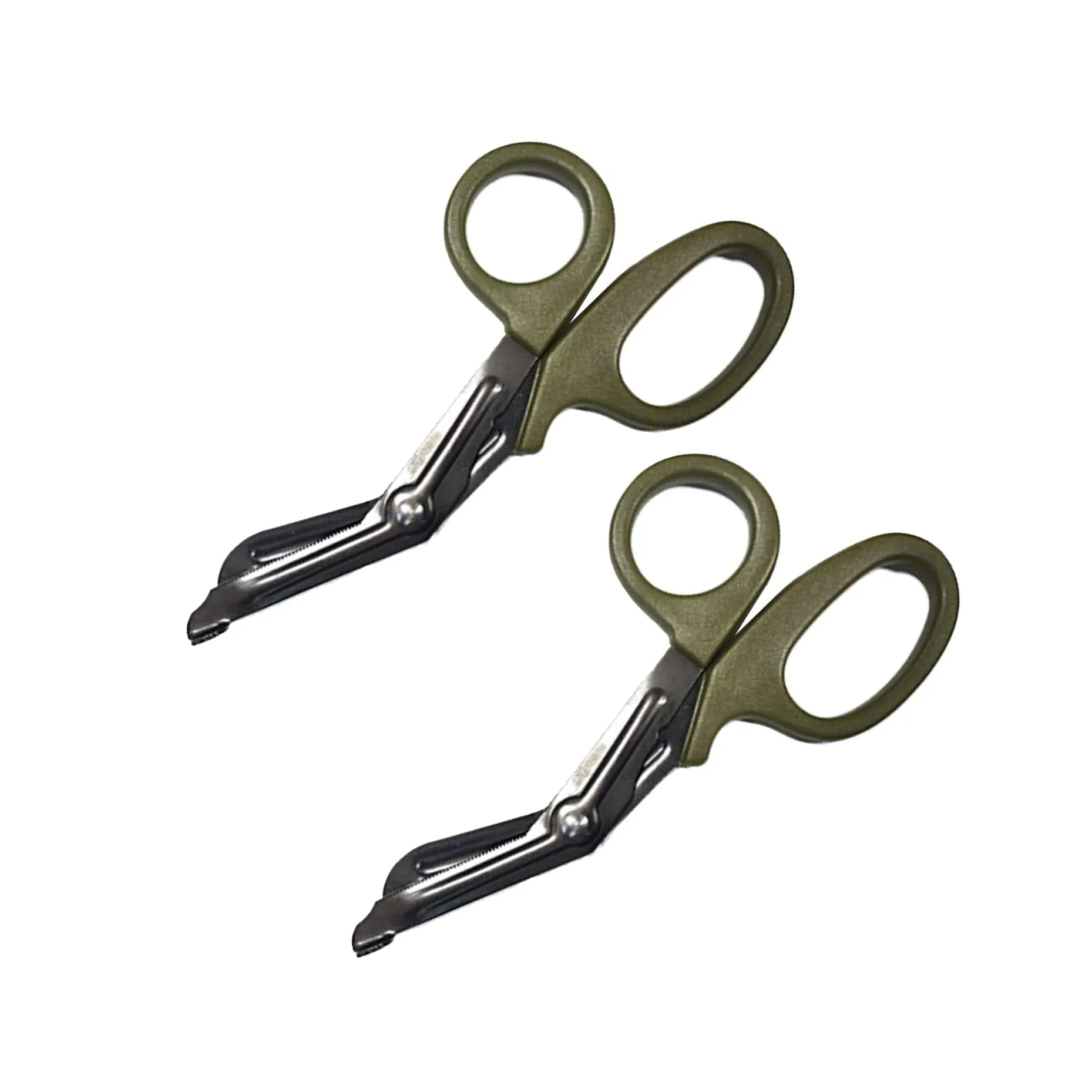 Ever Ready First Aid Autoclavable Titanium Bonded Bandage Shears 7 1/4" Bent - Drab Olive Green