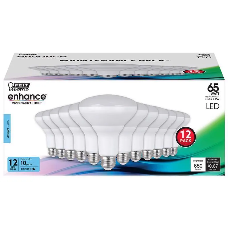 Feit Enhance BR30 E26 (Medium) LED Bulb Daylight 65 Watt Equivalence 12 pk