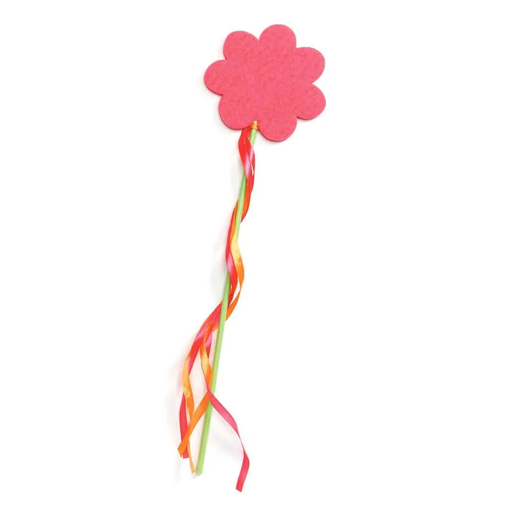 Flower Wand With Streamers 3 Assorted Colors