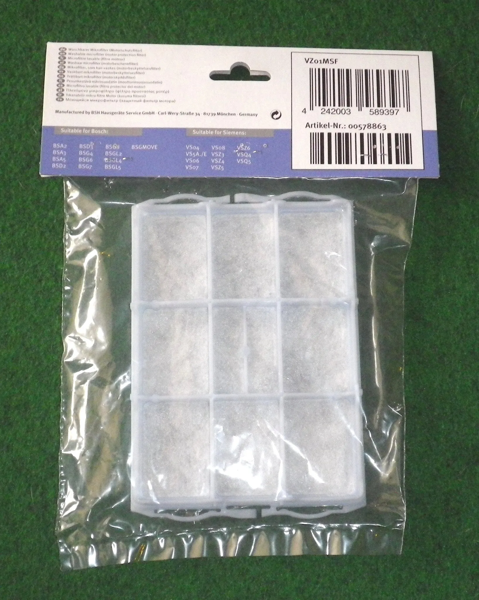 Genuine Bosch Vacuum Motor Protection Filter - Part # 578863