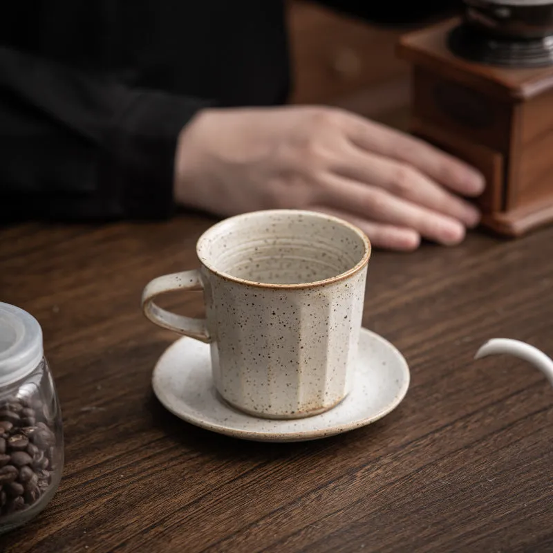 Gohobi Japanese Style Ceramic Coffee Mug with Saucer Set 005